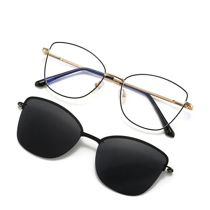 New Fashion Cat Eye Polarized Sunglasses Magnetic Clip-On Myopia Optical Glasses Customizable Prescription 7015