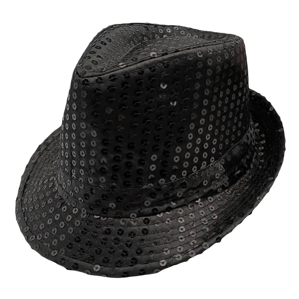 Durable Sequins Jazz Hat Masquerade Shiny Panama Cap Stage Cosplay Dance Performance Hat Holiday