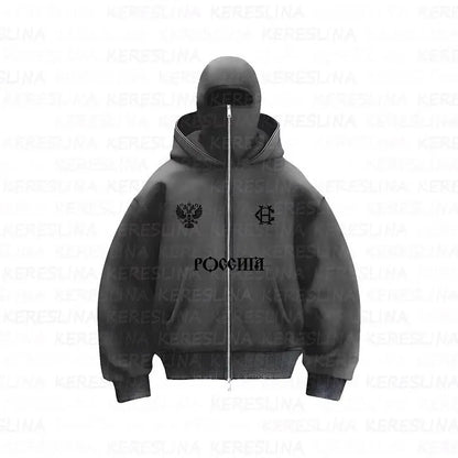 Ninja jacket 2025 new model hot sale upper and lower double-head zipper POG GHB print niche design new model