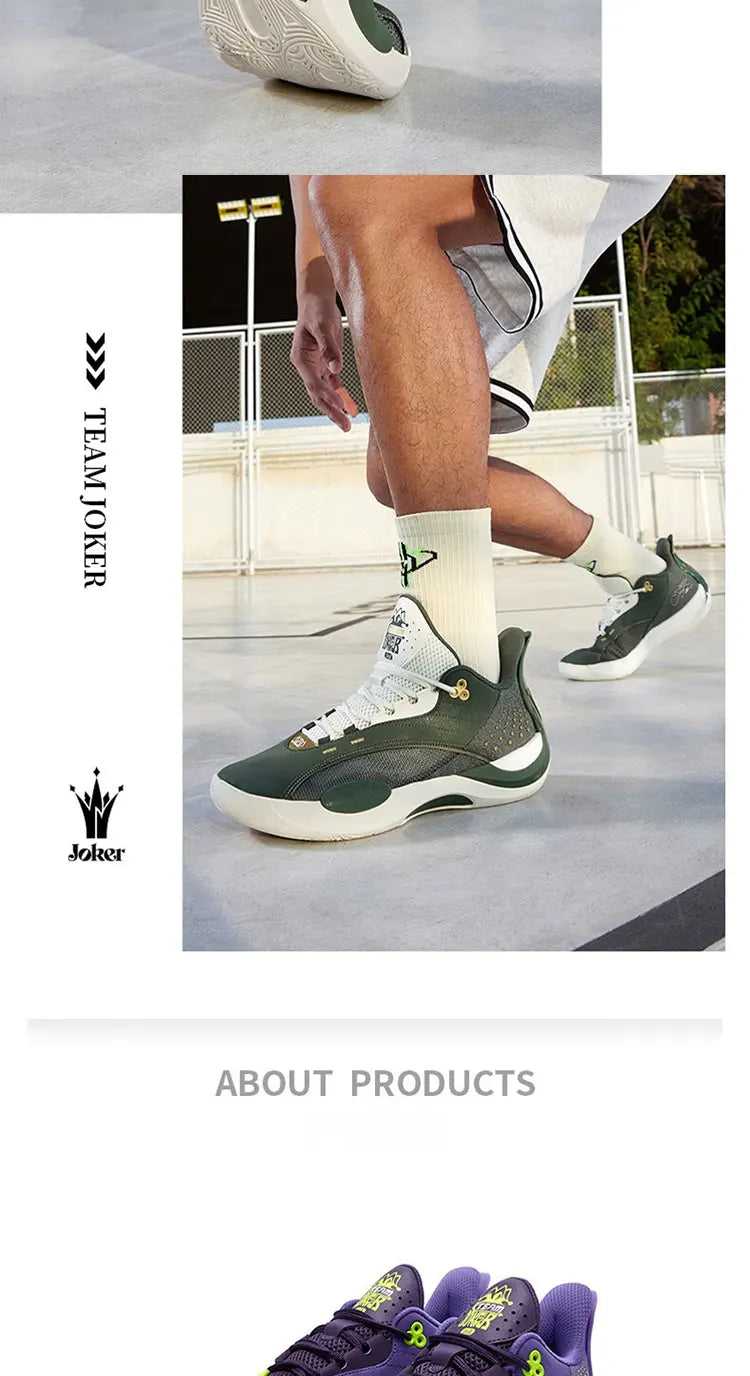 Team Joker Men Basketball Shoes Combat Rebound Anti-slip Wear-resistant CQT-QU!K Stable High-top Sneakers 572511105