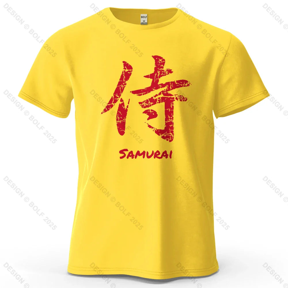 Samurai Character Printed Men's T-Shirt 100% Cotton Oversized Classic Asian Aesthetics Graphic Tees for Women Tees Streetwear
