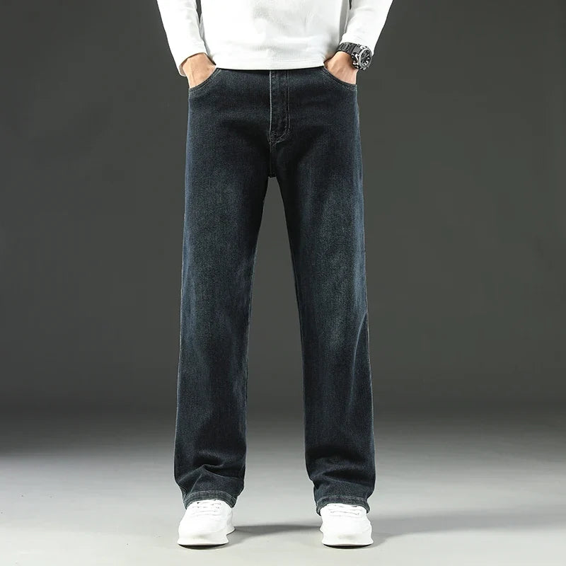 2026 New Y2K  Autumn and Winter Baggy  Jeans Men's  Loose Straight Wide-leg Business Trousers Mens Clothing