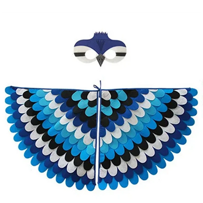 Bird Cosplay Costume Stage Performance Owl Peacock Wings Bird Felt Cape with Mask for Girls Boys Halloween Party Cloak