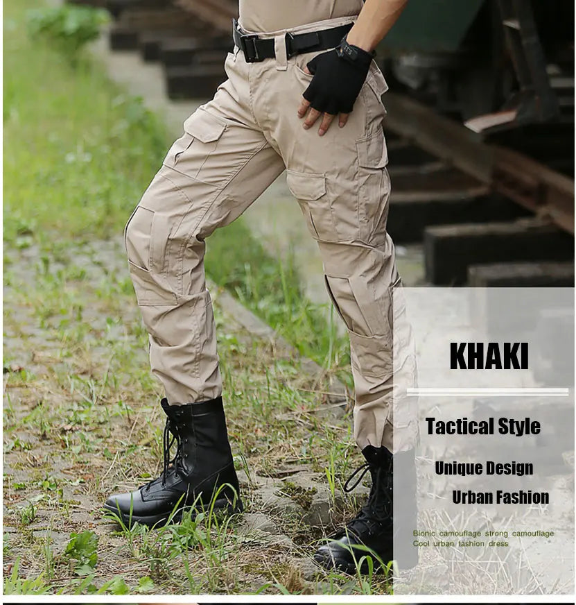 Men's Fashion Outdoor Hiking Overalls Pants Camouflage Tactical Pants Hunting Uniform Fighting Multi-Pocket Trousers