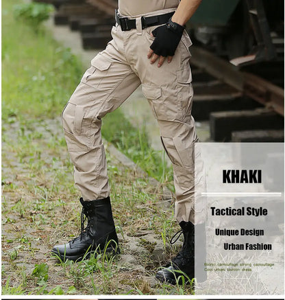 Men's Fashion Outdoor Hiking Overalls Pants Camouflage Tactical Pants Hunting Uniform Fighting Multi-Pocket Trousers
