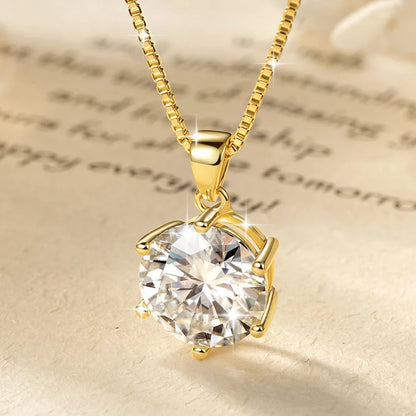 Pass Diamond Test 1.0ct–5ct Moissanite Necklace Sparkling Solitaire Pendant Necklaces for Women Wedding Party Jewelry Gift