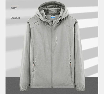 Summer Outdoor Quick Dry Sun-Protective Thin Jacket Men Hiking Fishing Cycling Hooded Gym Sport Windbreaker Ultra Light Coats