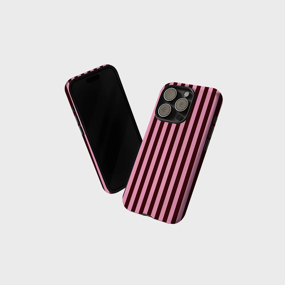 CaseLumi Matte Bumper for Magsafe Case for IPhone 17 16 15 Plus Pro Max Shockproof Hard PC Pink Burgundy Vertical Stripes Cover