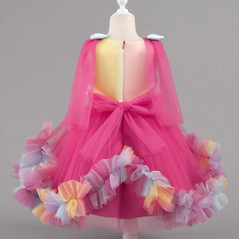 Baby Dress 0-5 Years Birthday Party Wedding Dresses For Toddler Sleeveless Butterfly Mesh Fluffy Cute Girl Princess Dress