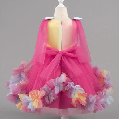 Baby Dress 0-5 Years Birthday Party Wedding Dresses For Toddler Sleeveless Butterfly Mesh Fluffy Cute Girl Princess Dress