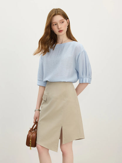 Women 2025 Summer New Style Design-Sensitive Asymmetric Workwear-Style Half Skirt for Commuting A-Line Mini Skirt 25FS12434