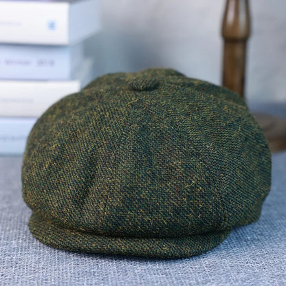 New Vintage Men's Wool Newsboy Cap Brown Green Women Men Berets Classic Woolen Octagonal Caps Casual Gatsby Flat Hat 003