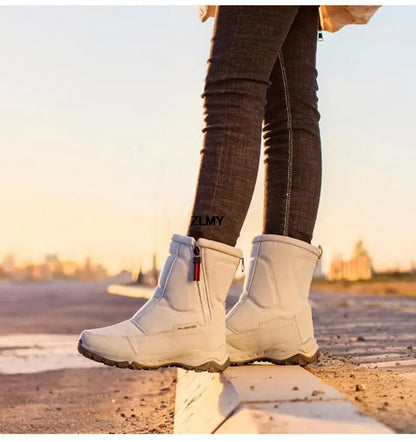 Waterproof Men Women Snow Boots High Top Ankle Winter Boots Platform Warm Plush Man Cutton Shoes Outdoor Non-slip Snowboots Male