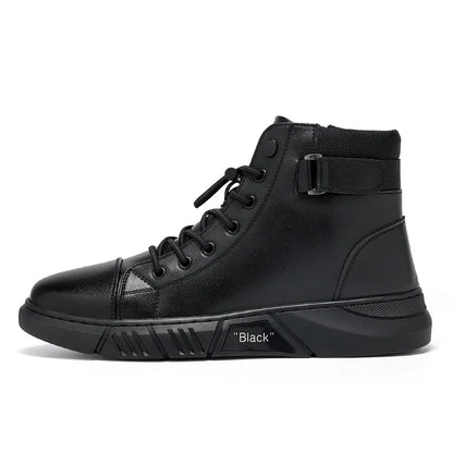 Men Boots Leather Casual Platform Boots Zipper British Style Autumn Winter Fashion Comfortable Mens Shoes Ankle Botas De Hombre