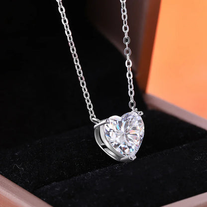 2/4Carat Heart Shape Moissanite Pendant Necklace 925 Sterling Silver D Color VVS1 Diamond Necklaces for Women Wedding Jewelry