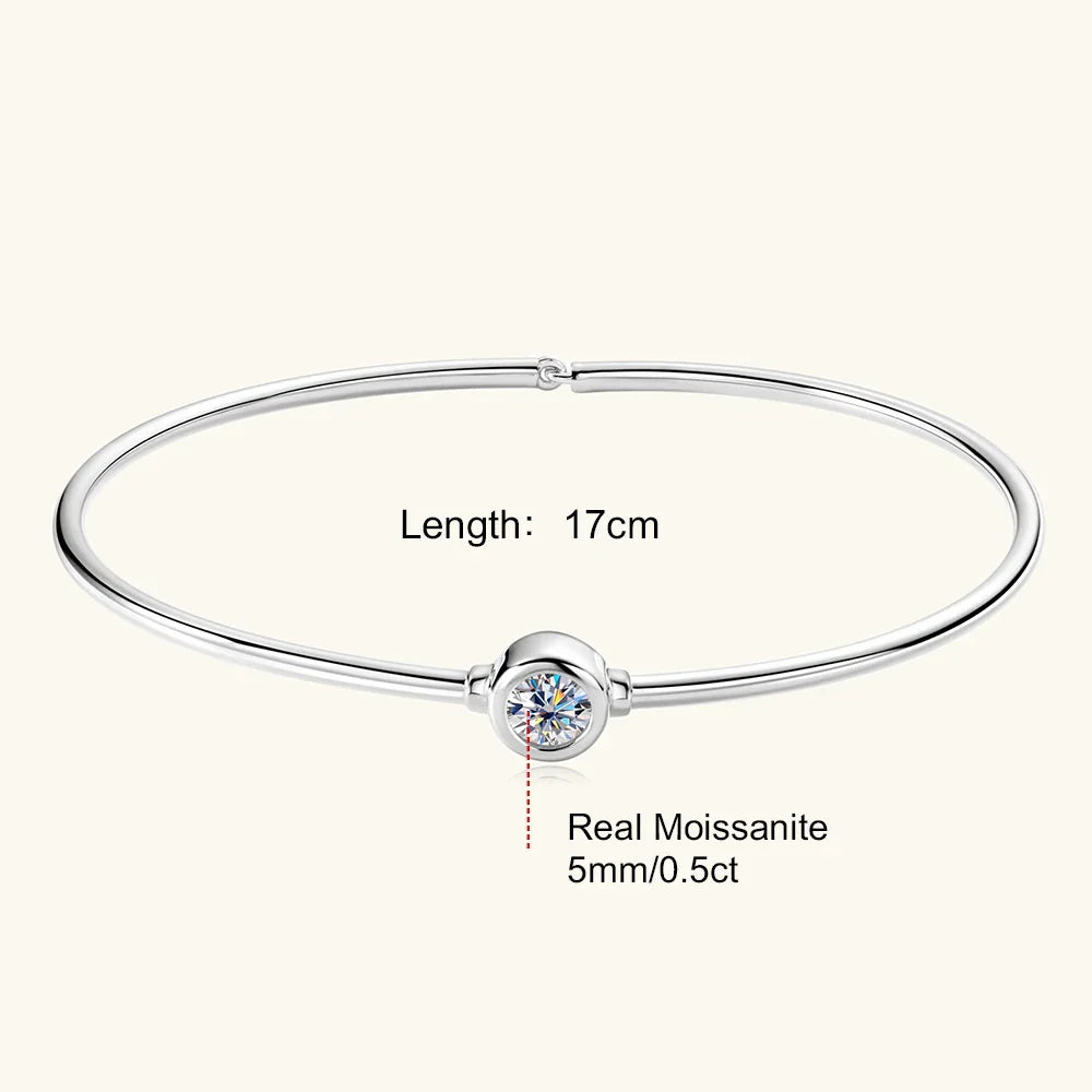 0.5CT Moissanite Bangle Bracelet 18K Gold Plated 925 Sterling Silver Classic Bangle Bezel Set Diamond Bracelet for Women Gifts