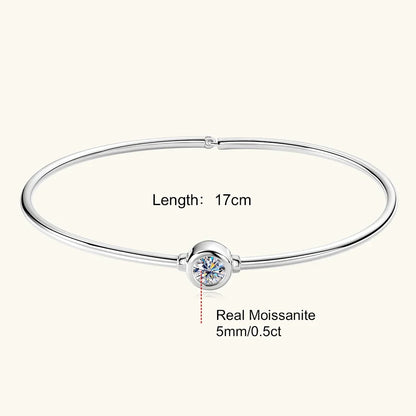 0.5CT Moissanite Bangle Bracelet 18K Gold Plated 925 Sterling Silver Classic Bangle Bezel Set Diamond Bracelet for Women Gifts