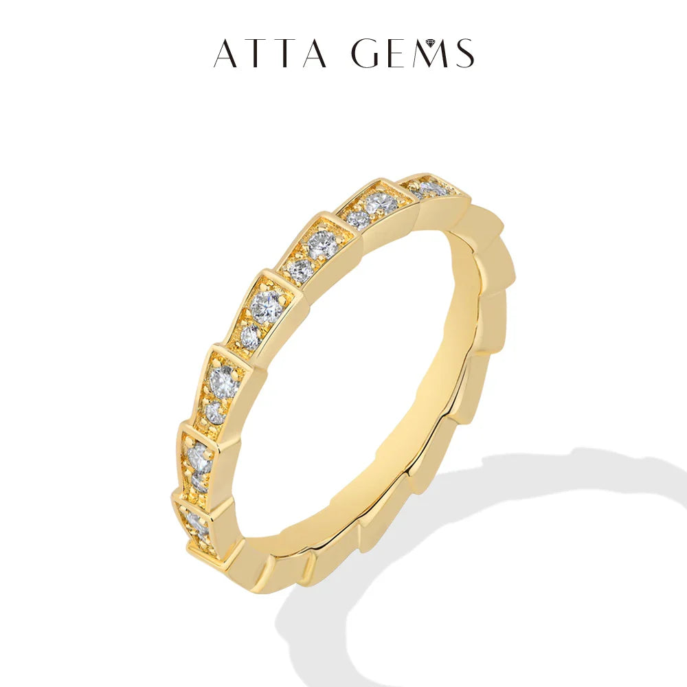 S925 Silver Snake Ring Pave Moissanite Wedding Eternity Band Stackable Luxury Fine Jewelry forWomen Pass Diamond Tester