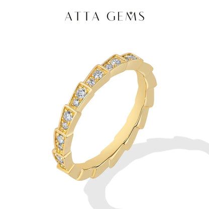 S925 Silver Snake Ring Pave Moissanite Wedding Eternity Band Stackable Luxury Fine Jewelry forWomen Pass Diamond Tester