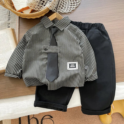Spring Autumn Baby Boys Clothes Suits Children Long Sleeved Shirt Pants 2Pcs/Sets Infant Striped Casual Costume Kids Tracksuits