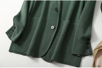 Women Blazer Cashmere Silk Blends Solid Colors Camel Long Sleeve Buttons Down Fashion Jacket Coat  Winter Warm XL XXL LY051