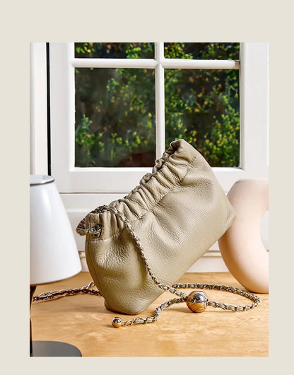 Genuine Leather Women Shoulder Bags Luxury Brand Small Chain Flap Bags for Ladies Handbag Natural Cowskin Female Crossbody Bags
