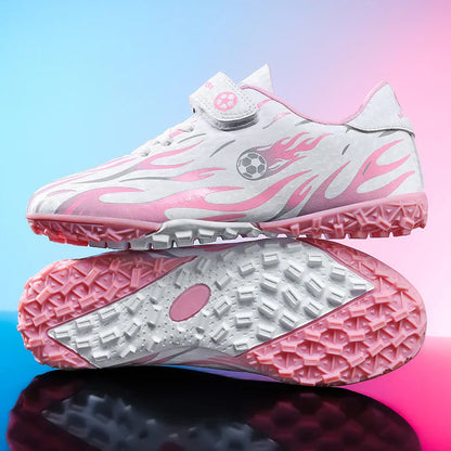 Kids Youth Soccer Shoes Boys Girls Football Cleats Velcro TF FG Training Sneakers Non-Slip Grass Artificial Grass Sport Boots