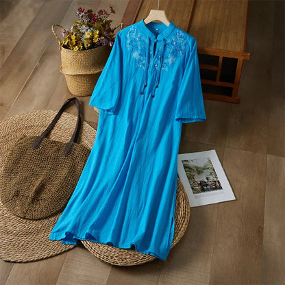 Embroidery Ethnic Style Fashion Clothes Vintage Cotton Linen Streetwear Harajuku Chinese Style Summer Dress for Women Clothing