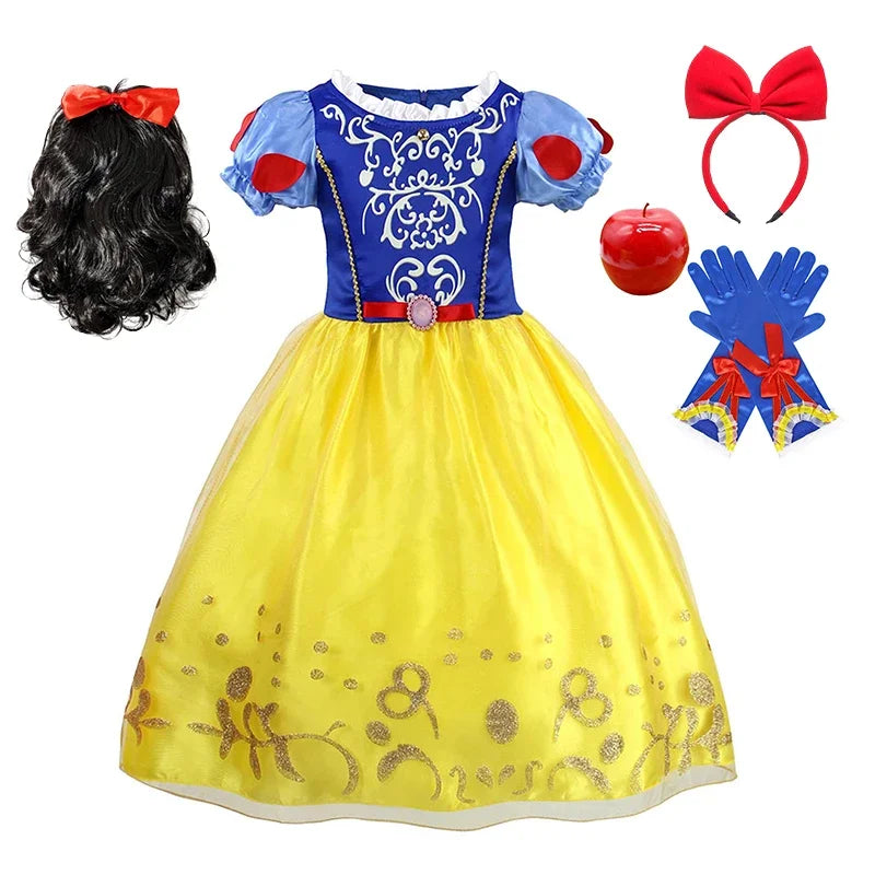 2025 Girls Disney Princess Dress Snow White With Cape Kids Cosplay Halloween Birthday Costumes Children Party Dress 10Y Clothes