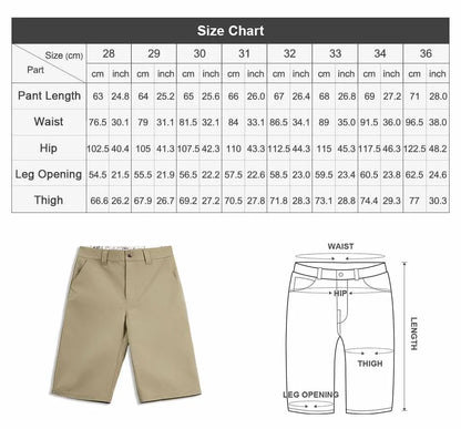 Men's 718 Summer Casual Shorts Japanese Style Solid Color Loose Fit Straight Leg Zipper Fly Commuter Workwear Pants