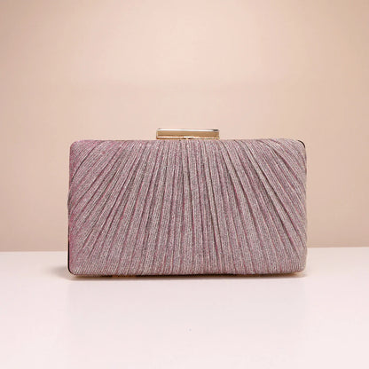 Fashion Women Clutch Bags Ruched Casual  Lady Evening Bags Golden Metal Chain Handbags Bling Sequined Banquet Dinner Prom Holder