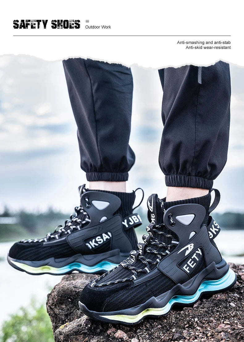 European Plus Size 50 Newest Design Men Wrok Safety Boots Anti-smash Steel Toe Cap Indestructible Construction Industry Shoes