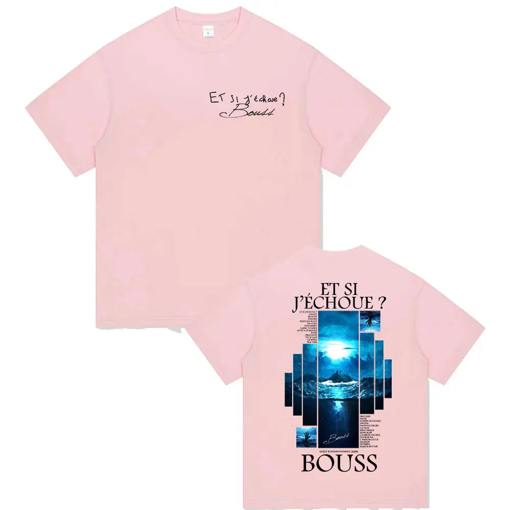Rapper BOUSS ET SI J'ECHOUE ?  Tour 2025 Graphic T Shirt Men's Retro Hip Hop Short Sleeve T-shirts Pure Cotton Tshirt Streetwear