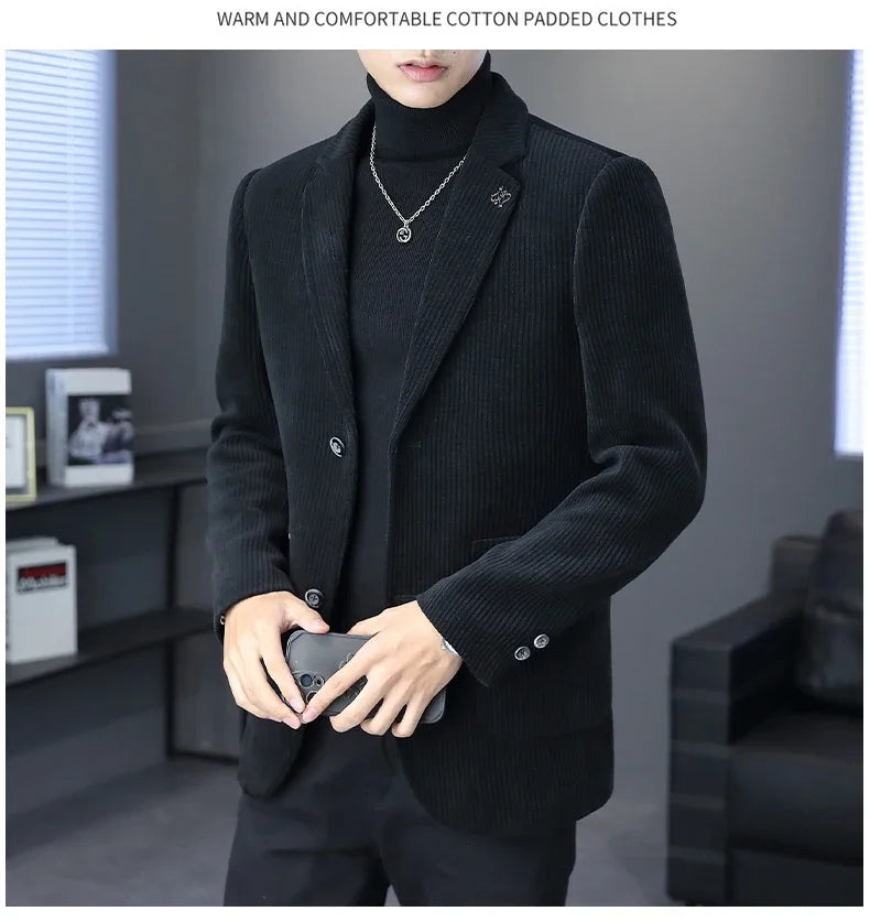 Blazer Boutique Men's Fashion Business Casual Solid Color Korean Version of The Trend Simple Casual Elite Party Gentleman Suit
