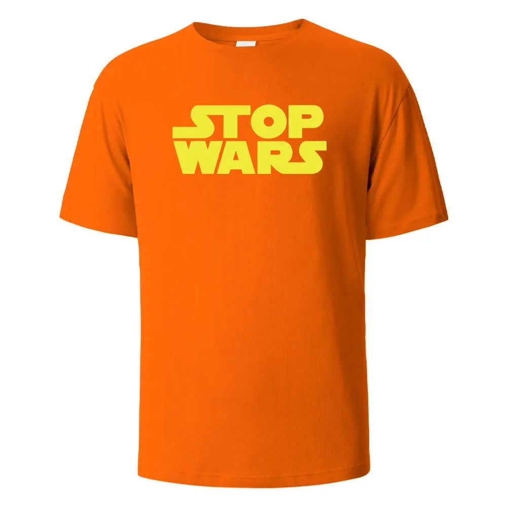 Stop Wars Printing Men‘s T-shirt Street Casual Breathable Tees 100% Cotton Funny Tops Street Oversized T-Shirts For Men Women