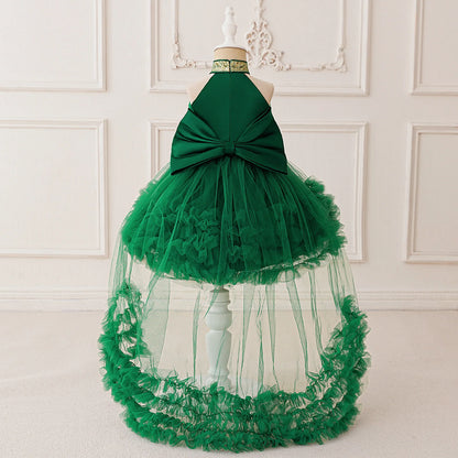 Big Bow Sequin Baby Party Girl Dresses Toddler Trailing 1st Bridesmaid Birthday Princess Dress Baby Gala Wedding Evening Costume