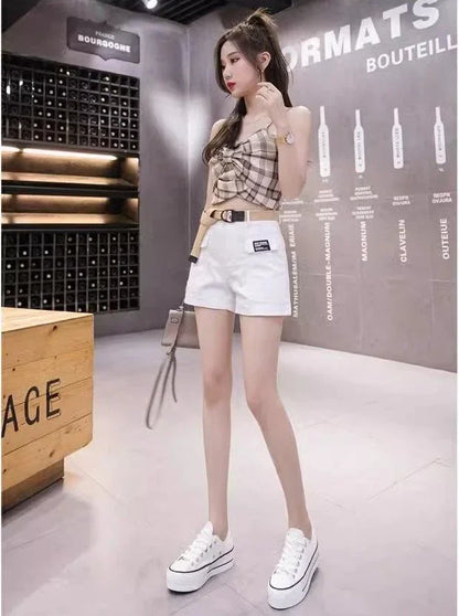 High Waist Shorts for Women Korean Style Cotton Short Pants Woman Design Trend 2025 Fashion Clothing XL Outfits Youthful Jorts