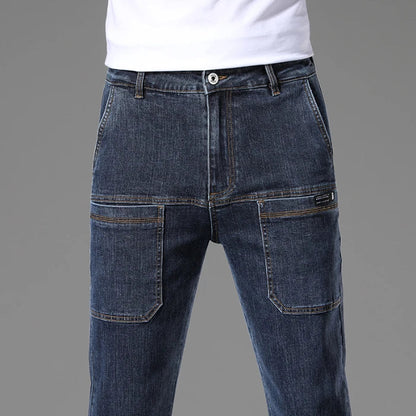 2024 New 6 Pocket Design Men's Denim Jeans Skinny Full Length Pants with High Elasticity Slim Pants Man Fashion Mid-waist Jeans