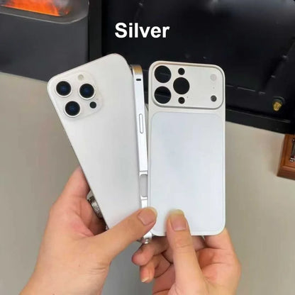 Original Color Alloy Frame Case For 16 15 14 13 Pro/Pro Max Instant Upgrade 17Pro/Pro Max Large Window Backplane Anti-Drop Cover