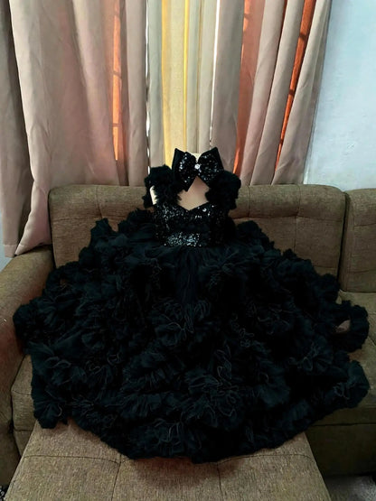 Luxury Ball Gown Girls Birthday Party Gowns Ruffles Sequined Flower Girl Dress For Wedding Customized Princess Child Prom Dress