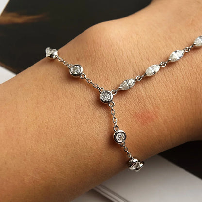 3.2ct Moissanite Bracelets for Women 15-20cm Adjustable Chain GRA Certified s925 Sterling Silver Gift Bubble Bracelet