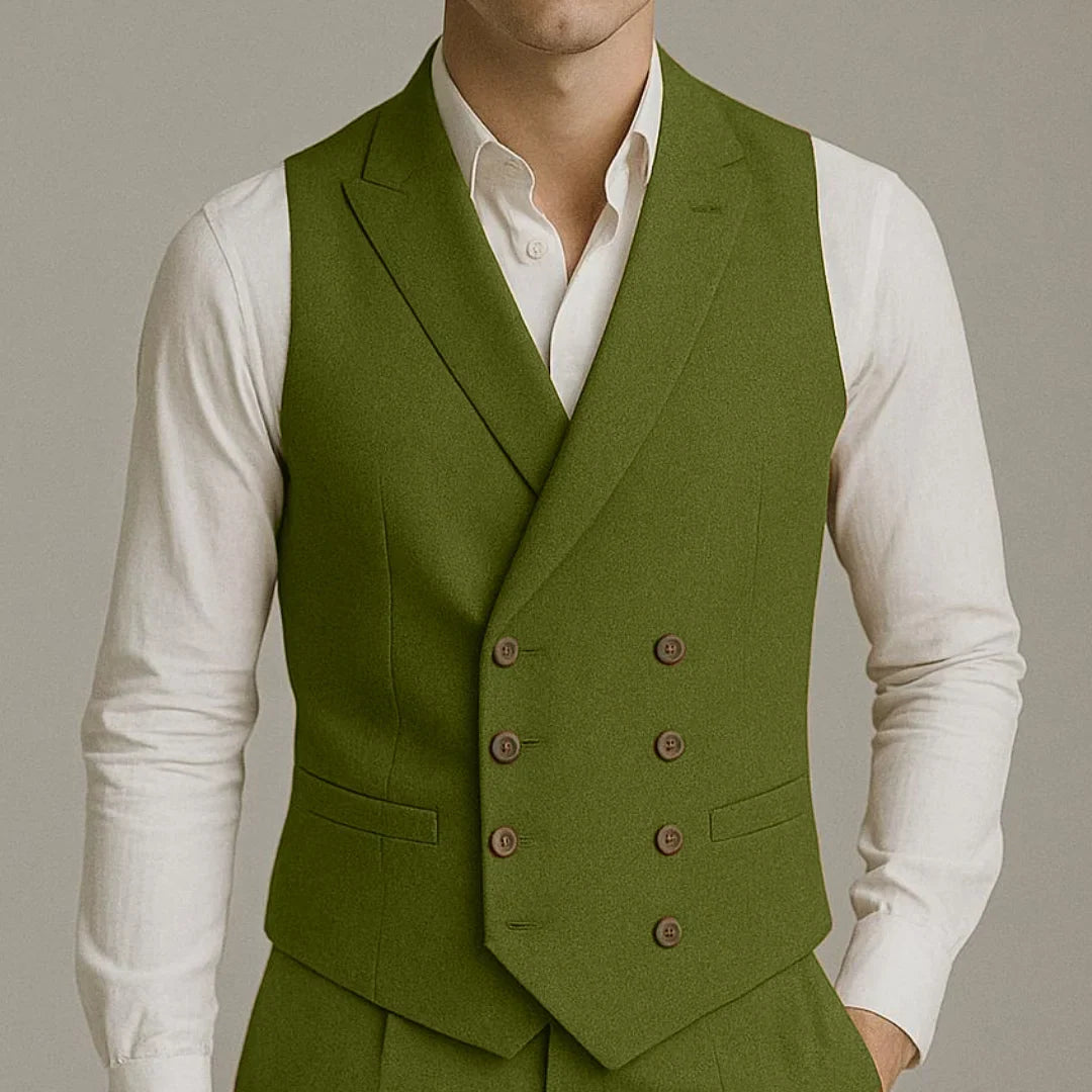Men Vest White Solid With Lapel Double Button Waistcoat For Wedding Party Banquet Business Work Daily Casual Men Suit Vest