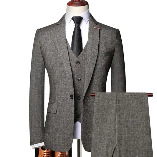 S-6XL Jacket Vest Pants Casual Plaid Retro Business Men's Suit 3Pcs or 2Pcs Set Groom Wedding Dress Blazer Waistcoat Trousers