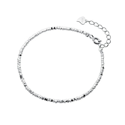 Genuine 100% 925 Sterling Silver Simple Geometric Design Bracelet for Girls Trendy Women Basic Chain Fine Party Jewelry