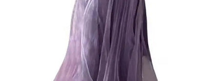 Slimming Effect Purple Mesh Ankle-Length Dress Women's plus Size Strapless Gown Korean Style High Waist A-Line Skirt