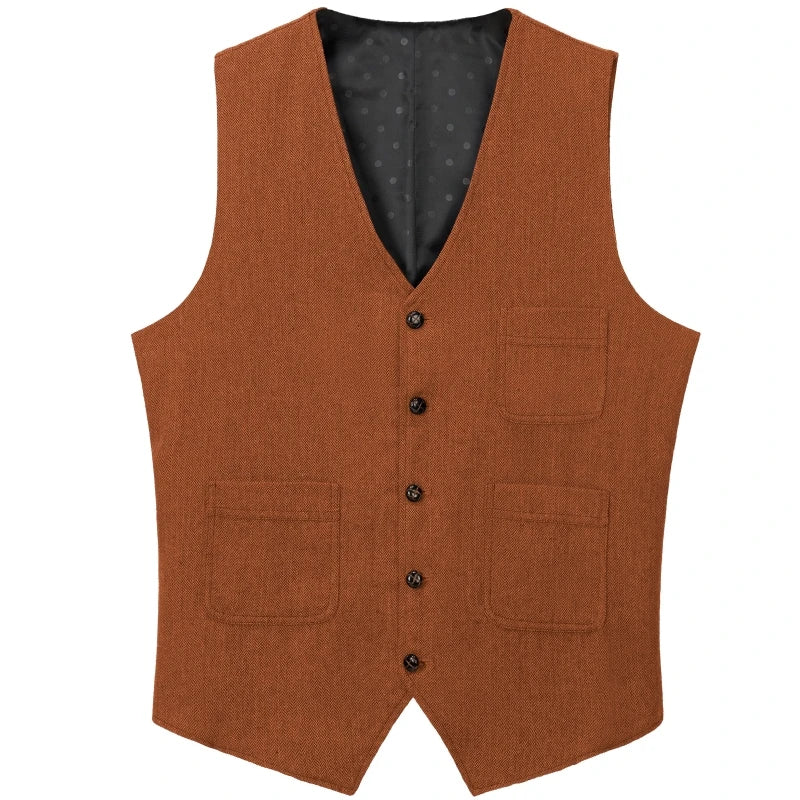 Men Vest Green Herringbone Solid Single Button Waistcoat For Birthday Wedding Business Banquet Work Daily Casual Men Suit Vest