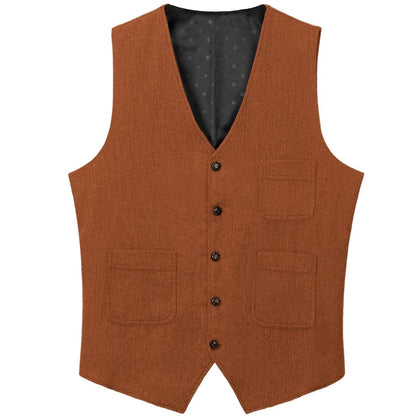 Men Vest Green Herringbone Solid Single Button Waistcoat For Birthday Wedding Business Banquet Work Daily Casual Men Suit Vest