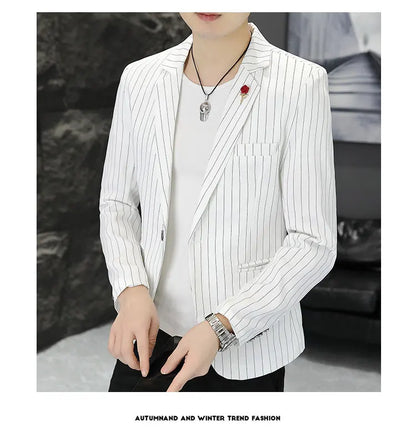 New Men's Fashion Business Gentleman Stripe Outdoor British Style Trend Wedding Banquet Luxe Outdoor Casual Blazer