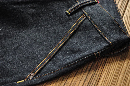 Mens Jeans Boxing Selvedge Denim Jeans Color Cotton Jeans for Men Silver Buttons Taper Fit  12.5 Oz