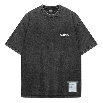 Trendy SATISFY Running MothTech Muscle Round Neck Distressed Pure Cotton Printed Short Sleeve T-shirt Casual Loose Fit Youth ...